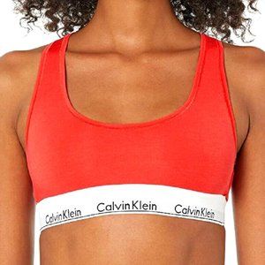 Calvin Klein Modern Cotton Logo Bralette, Strawberry - F3785 (Large)